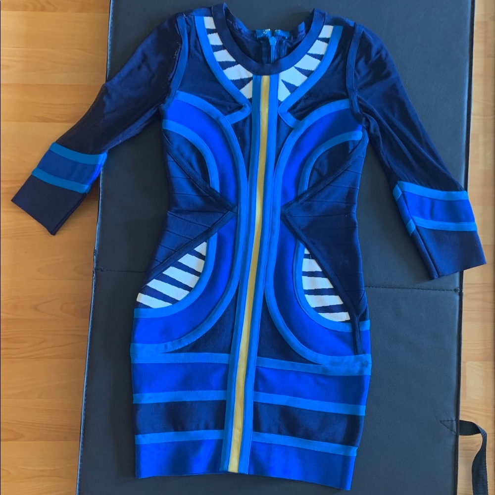 Herve Leger Navy Blue Short Cocktail Dress